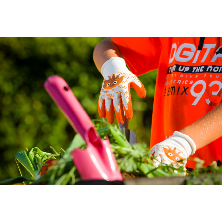 KAYGO 4 paia guanti da giardinaggio per bambini età 7-9, antiscivolo rivestito in lattice, Guanti protettivi da lavoro per ragazze ragazzi, ideale per lavori leggeri in cantiere, fai da te (2XS